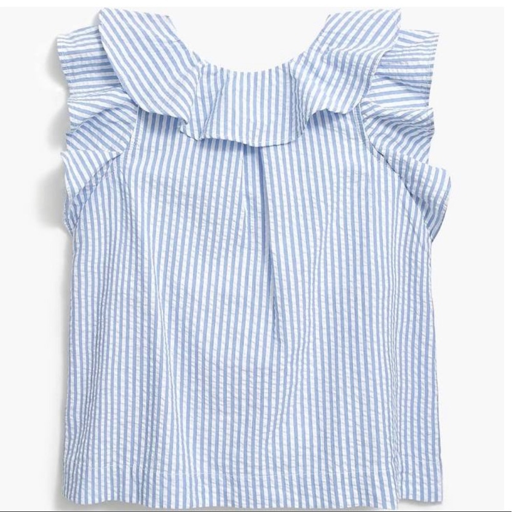 J. Crew Seersucker Ruffle Top